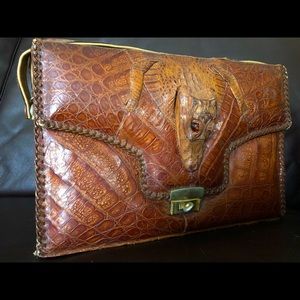 Vintage alligator bag. Genuine alligator bag with alligator head detail.